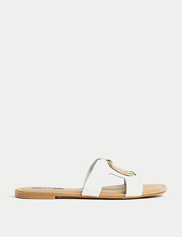 Leather Ring Detail Flat Sliders