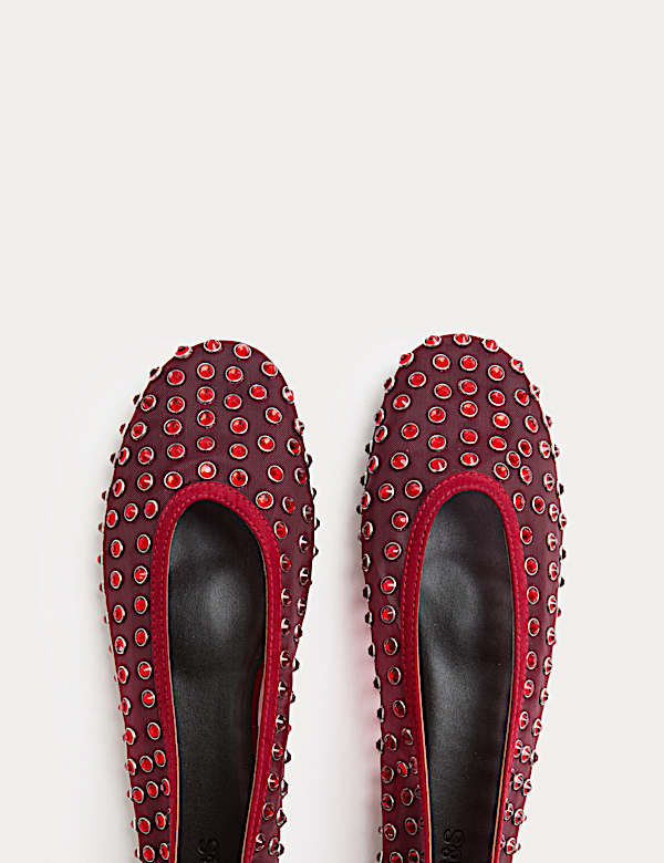 Gem Studded Flat Ballet Pumps - US