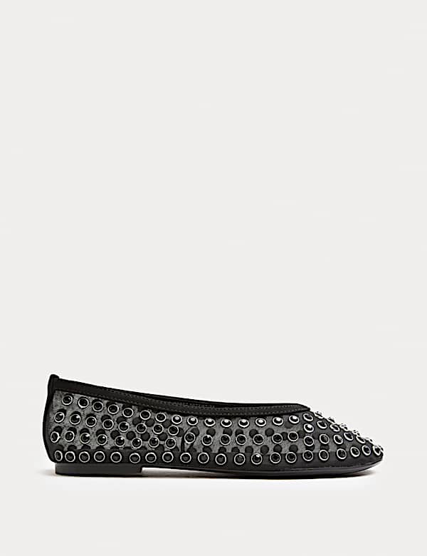 Gem Studded Flat Ballet Pumps - LV