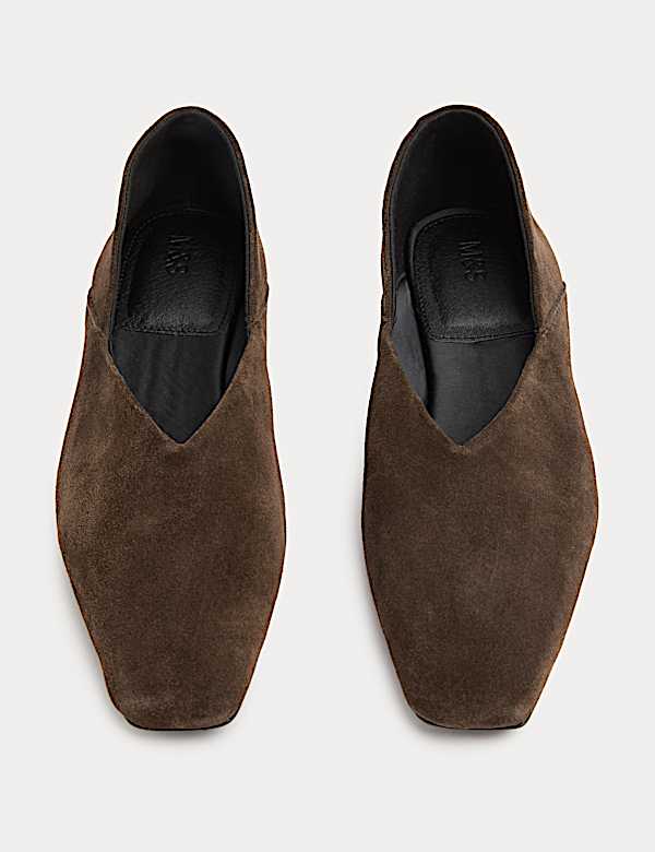 Suede Flat Chisel Toe Ballet Pumps - LU