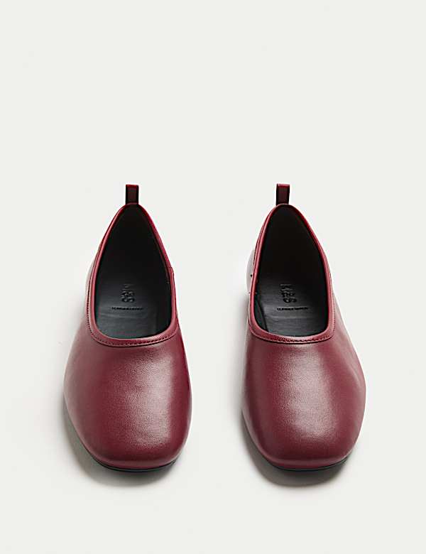 Leather Slip On Flat Ballet Pumps - PL