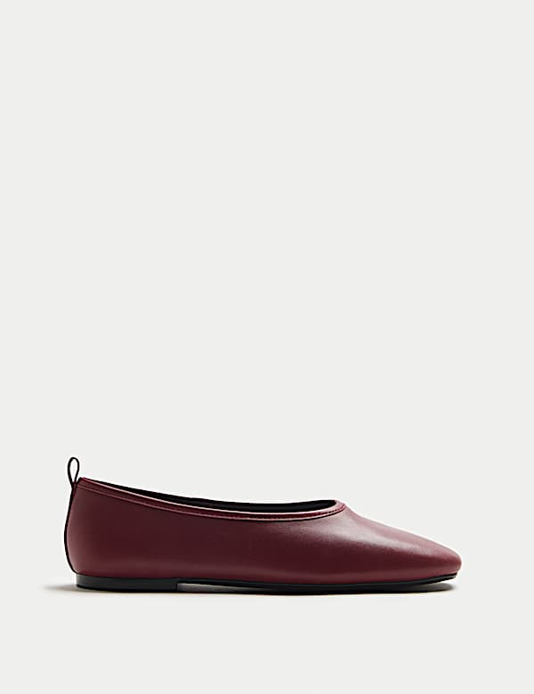 Leather Slip On Flat Ballet Pumps - AU