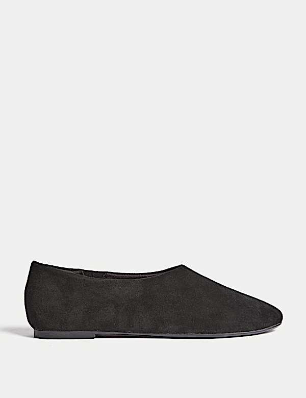 Suede Flat Ballet Pumps - DE