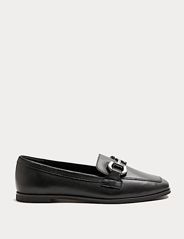Leather Trim Flat Loafers - ES