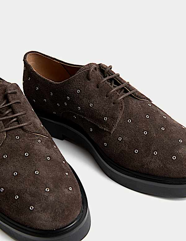 Wildleder-Schnürschuhe mit Nieten - AT