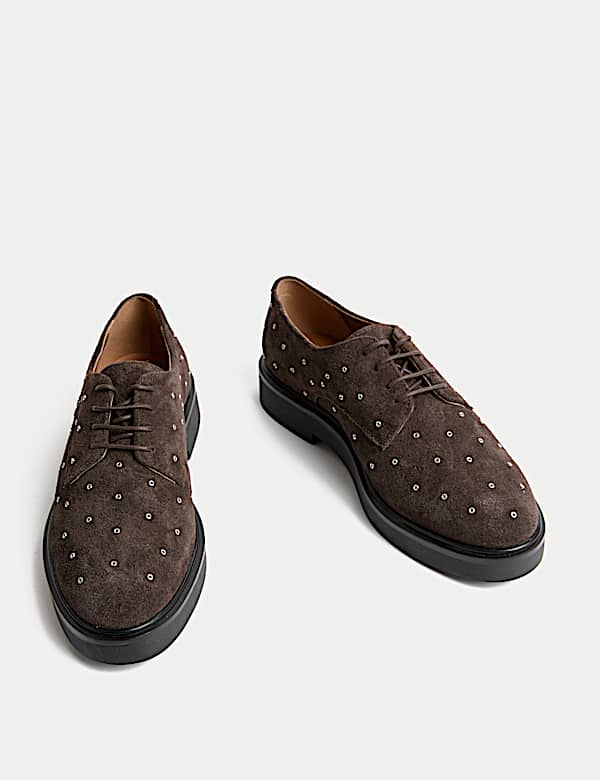 Wildleder-Schnürschuhe mit Nieten - AT