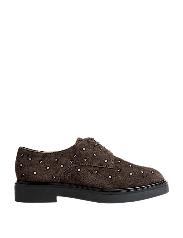 Suede Studded Lace Up Shoes