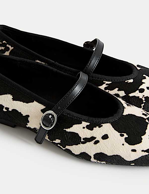 Animal Print Strappy Ballet Pumps - BN