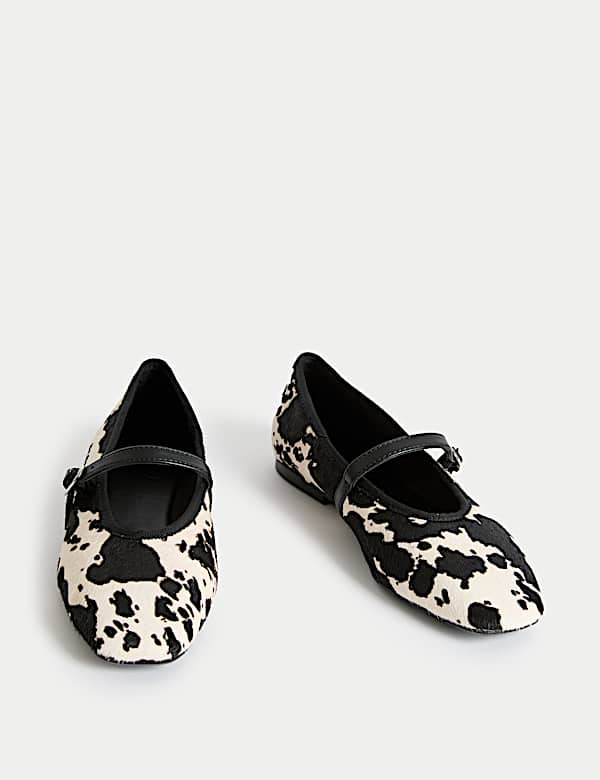 Animal Print Strappy Ballet Pumps - BN