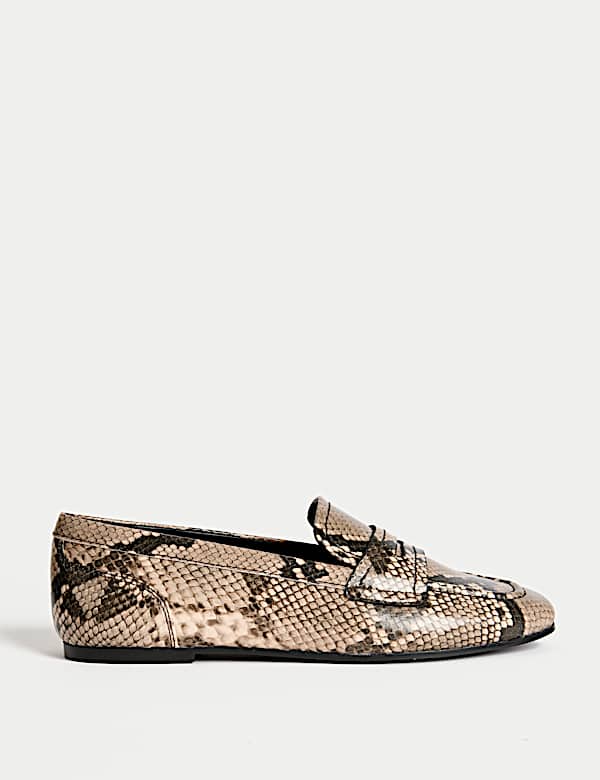 Mocassins plats à imprimé peau de serpent - BE