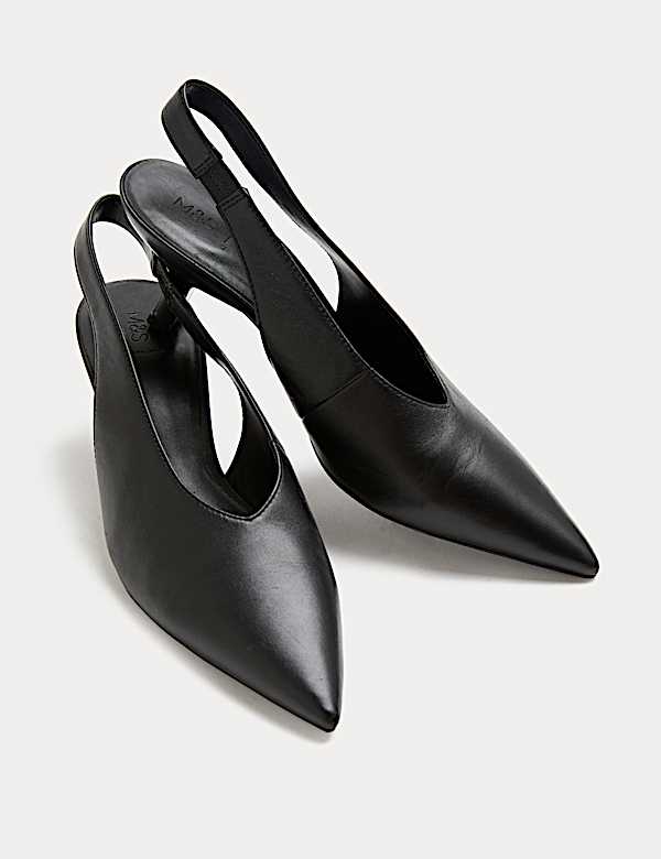 Zapatos de salón de piel con tacón kitten sin talón - US