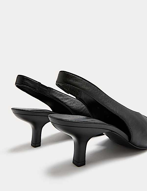 Leather Kitten Heel Slingback Court Shoes - RS