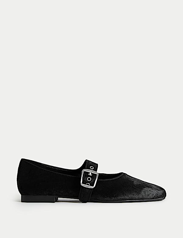 Ballerines en cuir à talons plats et boucle - LU