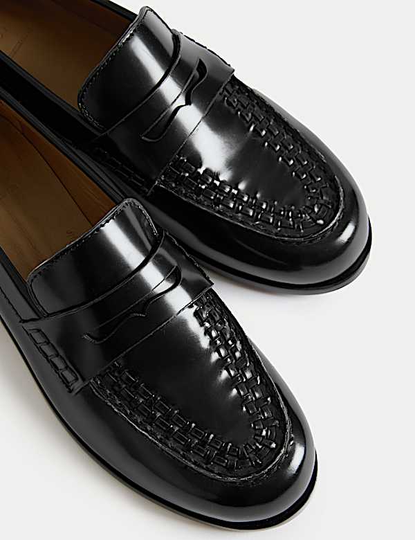 Leather Slip On Flat Loafers - BN