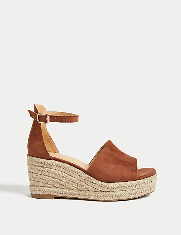 Wide Fit Ankle Strap Wedge Espadrilles - SE