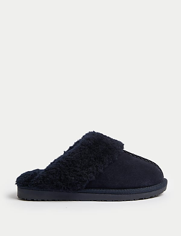Suede Faux Fur Cuff Mule Slippers - GR
