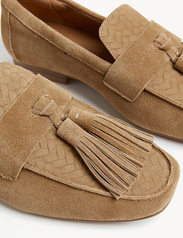 Suede Tassel Flat Loafers