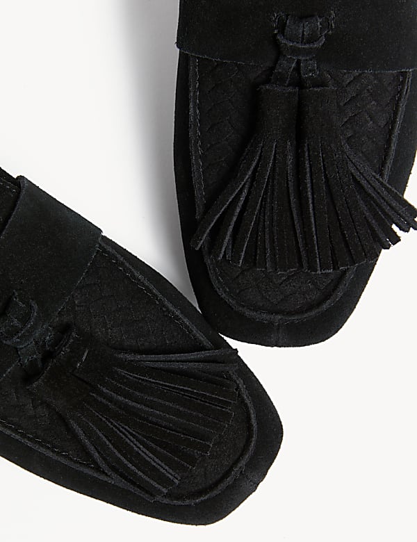 Suede Tassel Flat Loafers