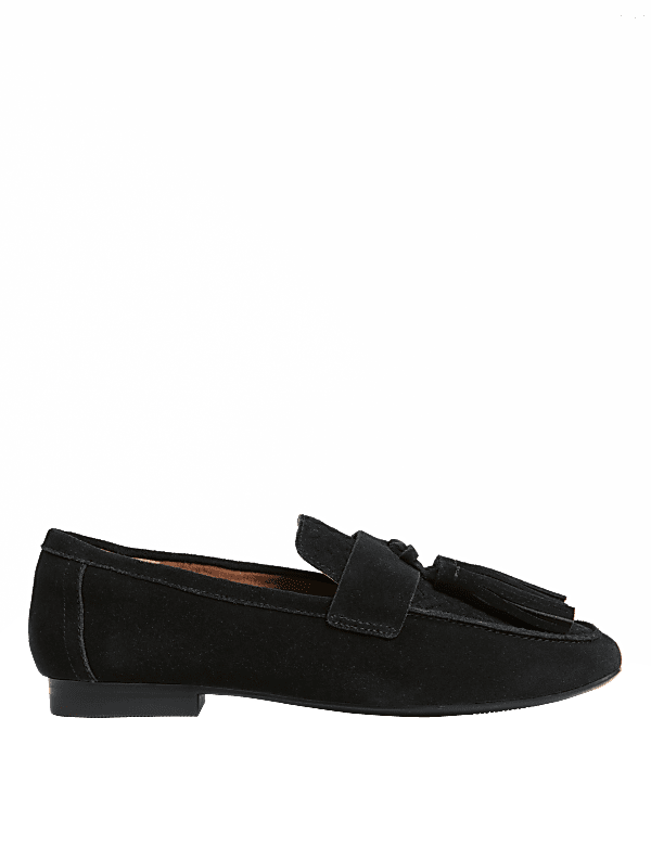 Suede Tassel Flat Loafers