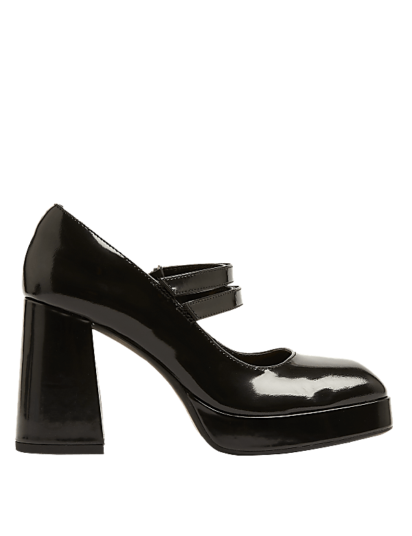 Leather Patent Platform Court Shoes