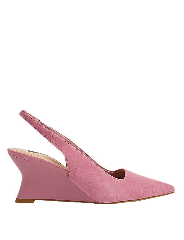 Suede Wedge Pointed Slingback Shoes