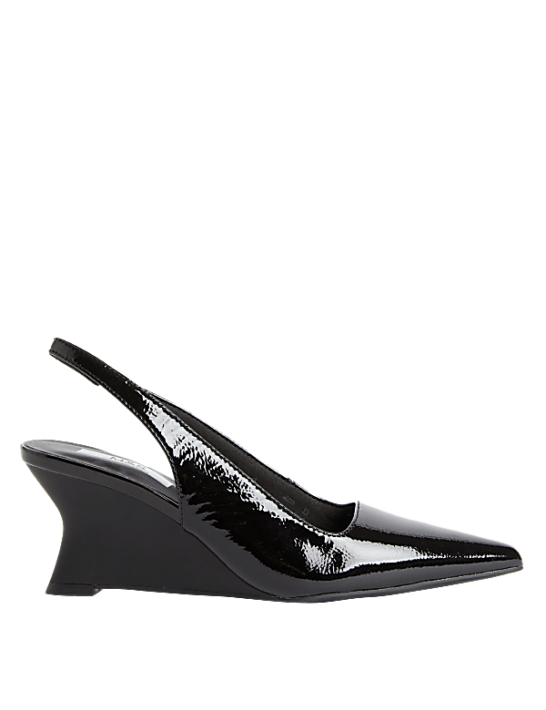 Buy Leather Patent Wedge Slingback Shoes at Marks Spencer