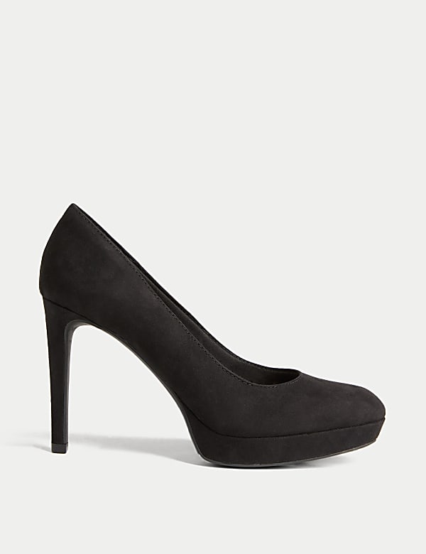 Black suede court shoes high heel cheap