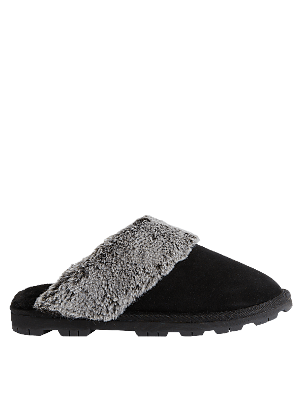 Furry mule slippers top