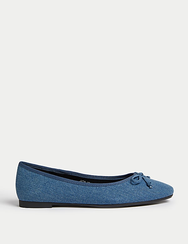 Denim Flat Ballet Pumps - OM