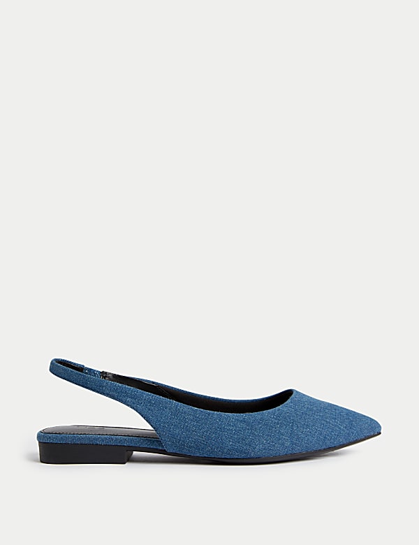 Denim Flat Slingback Shoes - ID