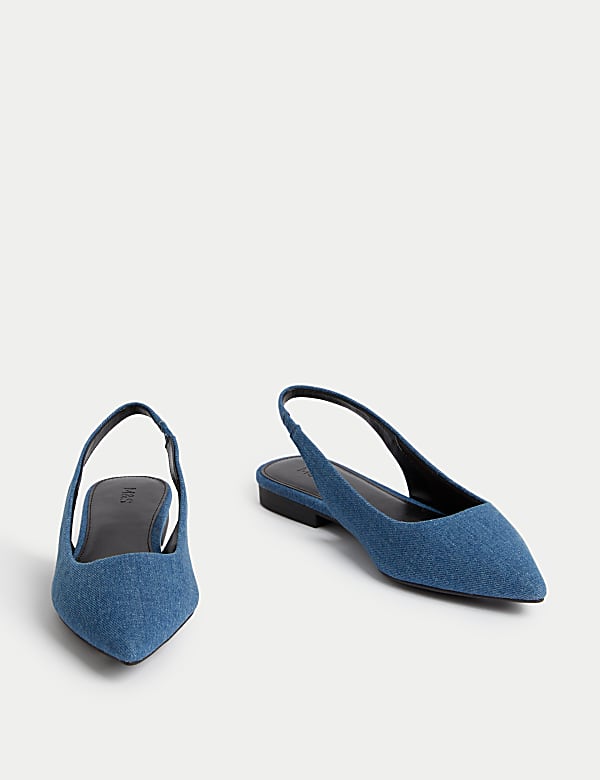 Denim Flat Slingback Shoes - ID