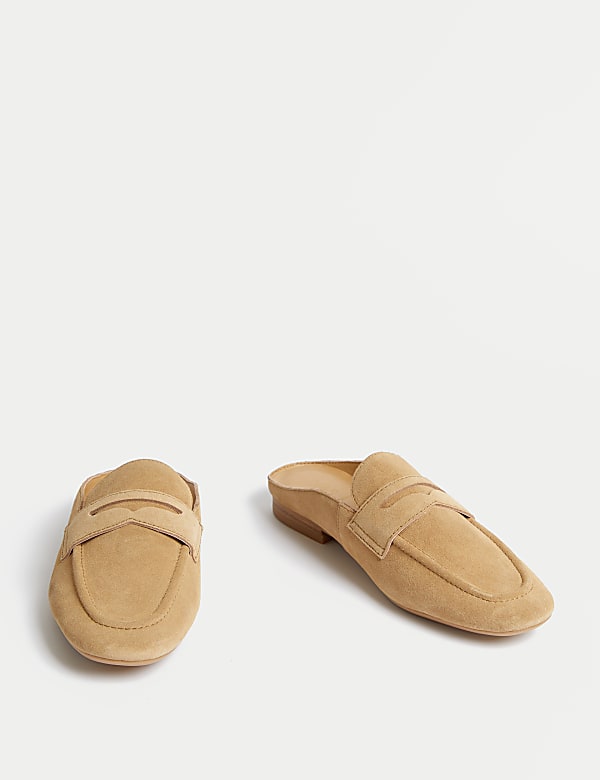 Suede Slip On Flat Mules - GR