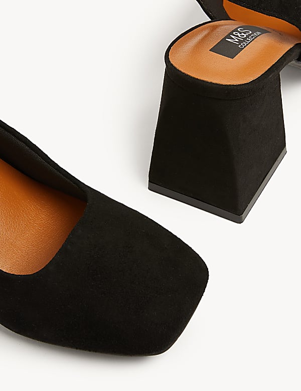 Wide Fit Suede Block Heel Slingback Shoes