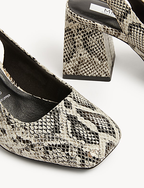 Wide Fit Leather Snake Slingback Shoes