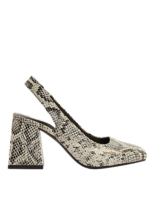 Wide Fit Leather Snake Slingback Shoes