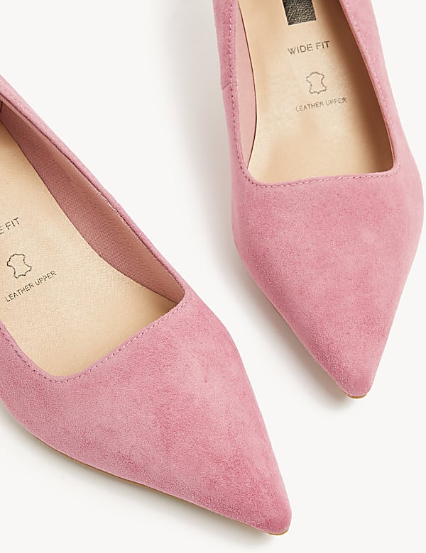Wide Fit Suede Kitten Heel Court Shoes