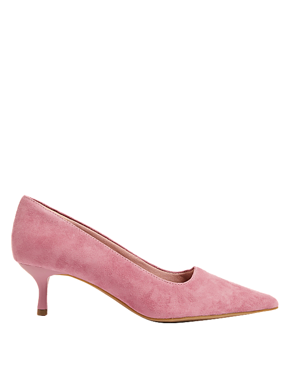 Wide Fit Suede Kitten Heel Court Shoes