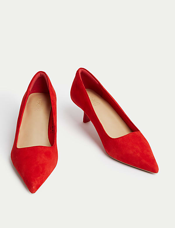 Escarpins larges en daim &agrave; talons bobine - CH