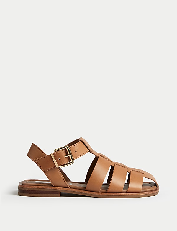 Wide Fit Leather Strappy Sandals - SE