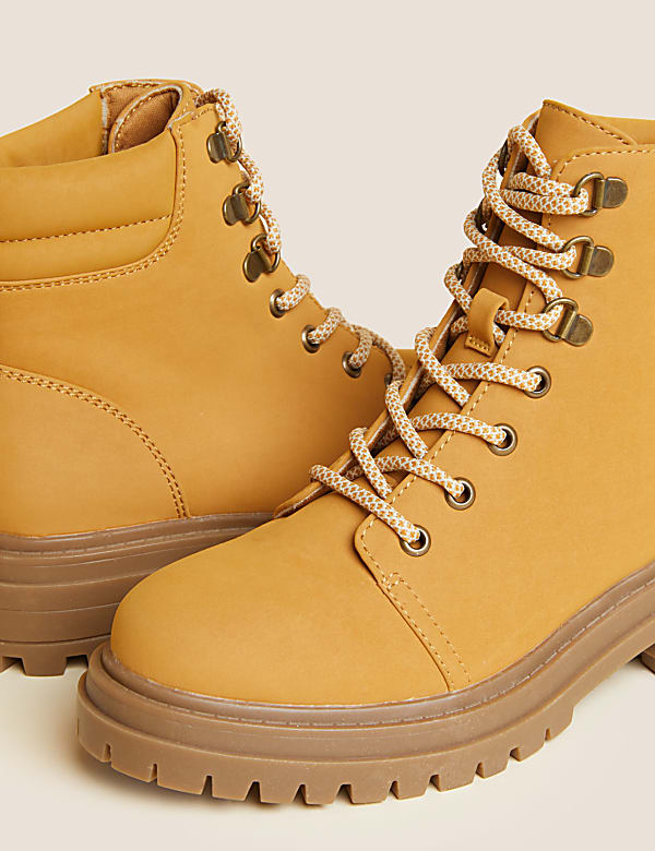 Hiker Lace Up Flat Ankle Boots