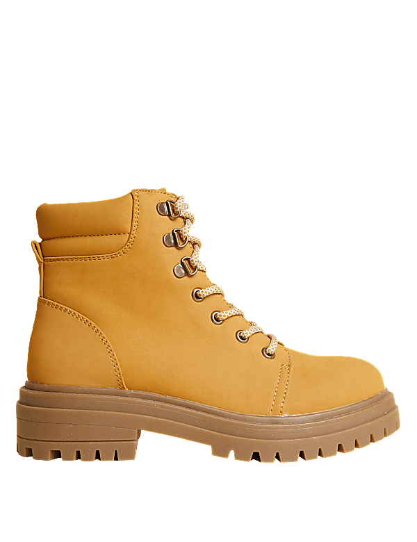Hiker Lace Up Flat Ankle Boots