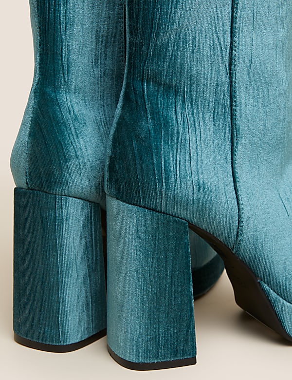 Buy Velvet Platform Square Toe Ankle Boots at Marks Spencer