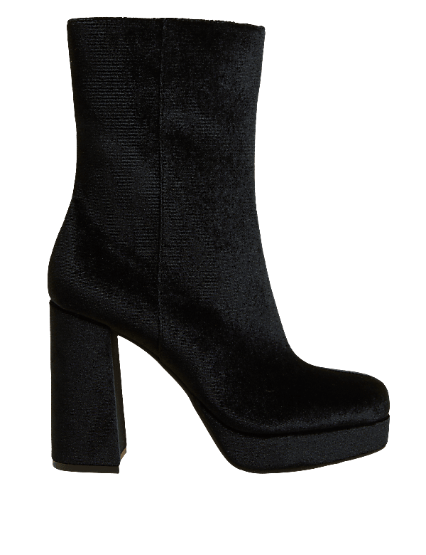 Velvet Platform Square Toe Ankle Boots
