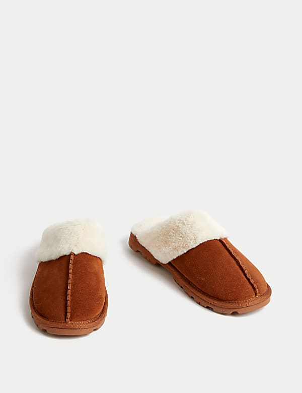 Suede Faux Fur Lined Mule Slippers - RO