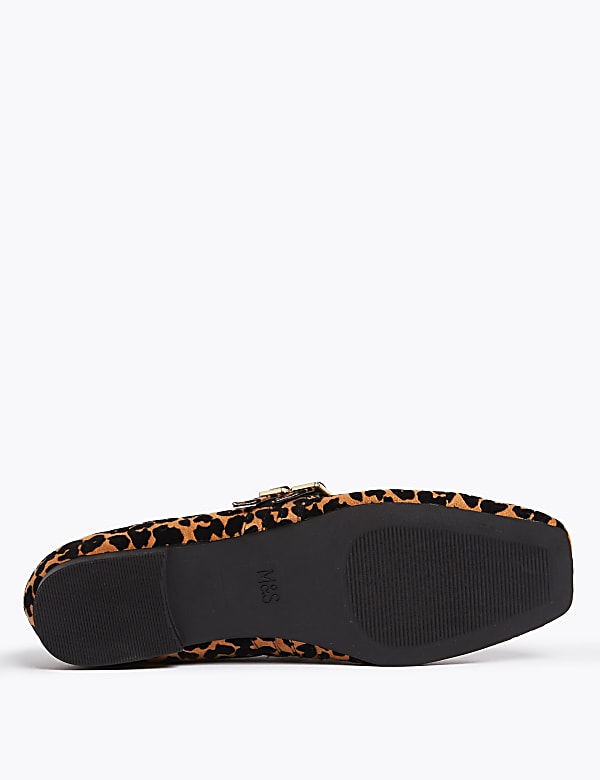 Leopard Print Square Toe Ballet Pumps