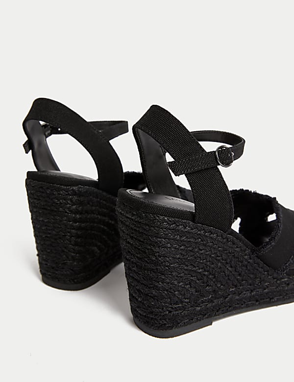 Canvas Buckle Wedge Espadrilles - LU