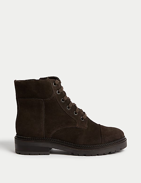 Suede Lace Up Round Toe Ankle Boots BROWN Boots M S MY
