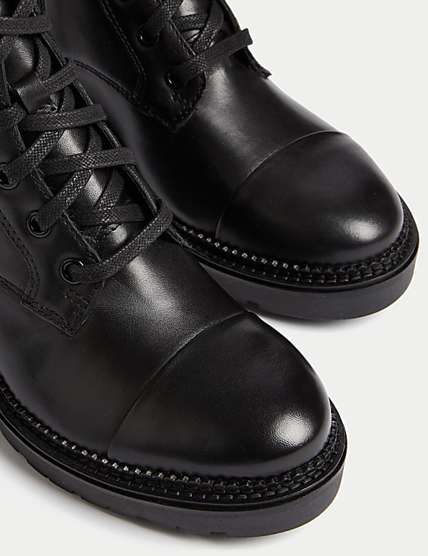 Leather Lace Up Ankle Boots - EE