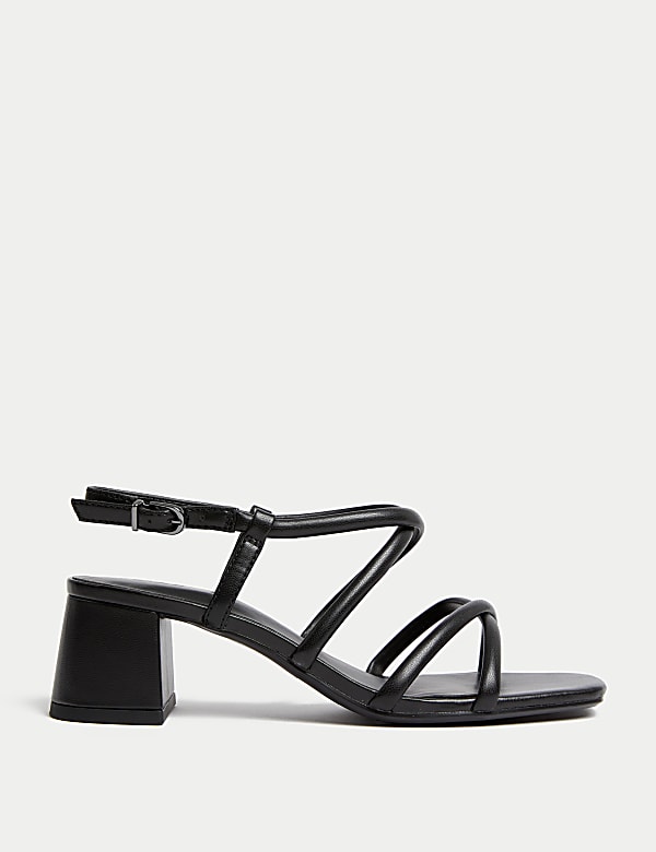 Strappy black block heel sandals discount
