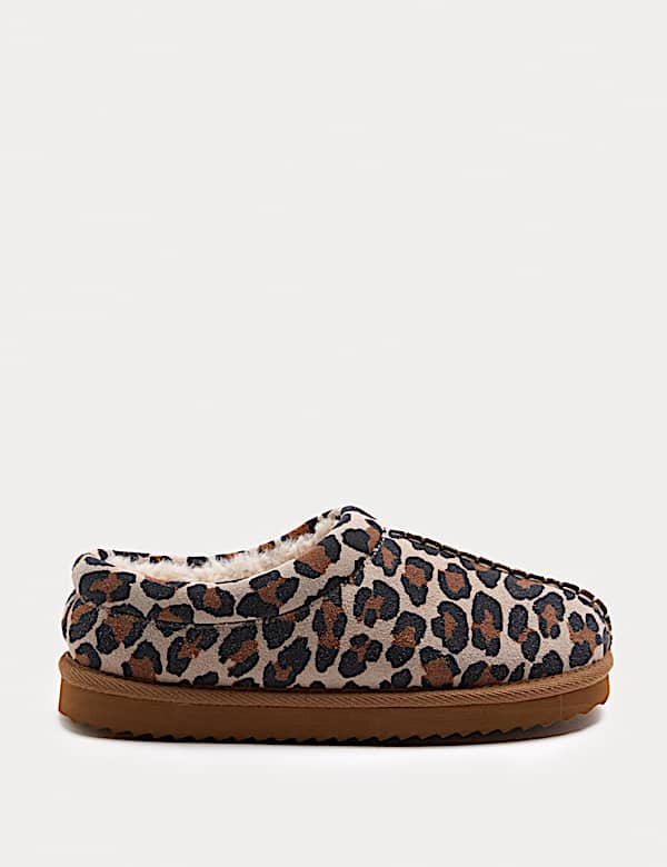Suede Leopard Print Clog Slippers - SI